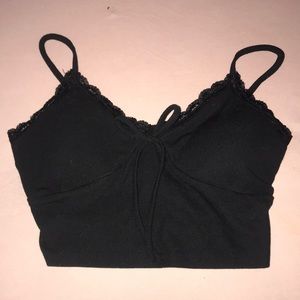 cropped black tank top